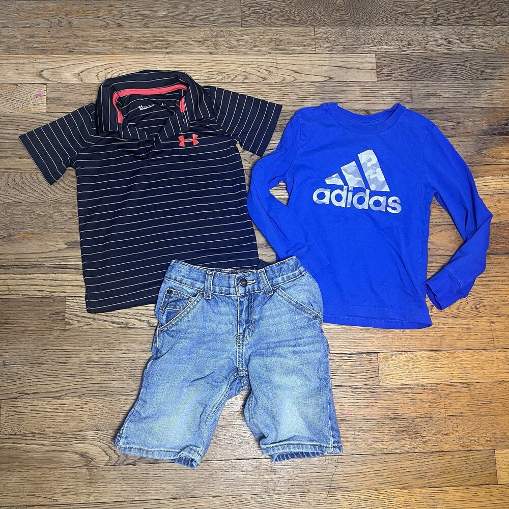 Boys 4T 4-5Y Clothing Lot Levis Carpenter Shorts Adidas Shirt Under Armour Polo - Picture 2 of 6